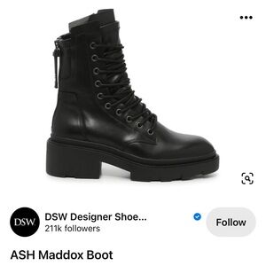 🖤 Size 38 ASH Maddox Black Combat Boot